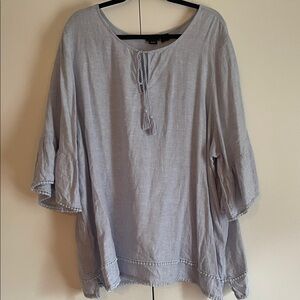 Tahari Light Blue Tassel Tunic